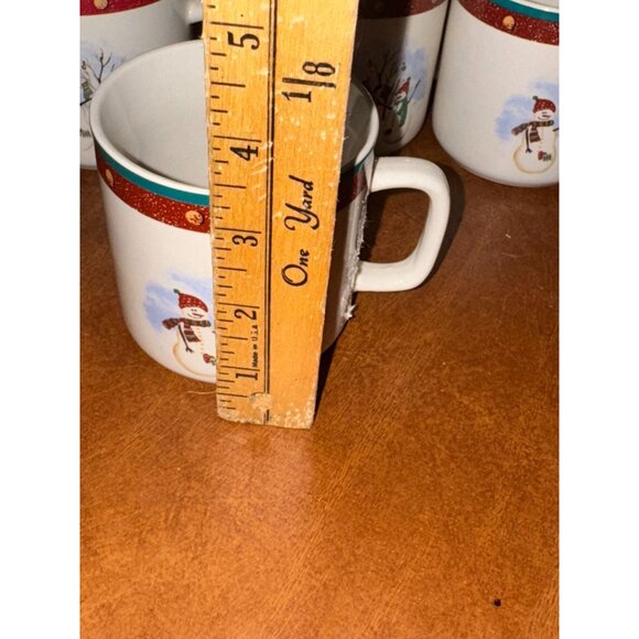 Royal Seasons Stoneware Snowman Print Coffee Mugs Dishwasher & Microwav - Picture 4 of 5